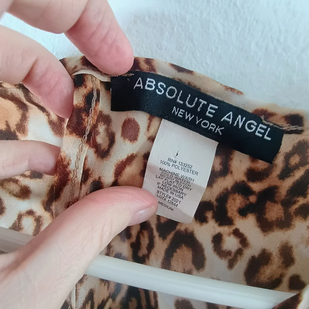 Absolute Angel Leopard Print Chiffon Blouse Sheer Overlay Top Trendy M - Picture 2 of 6